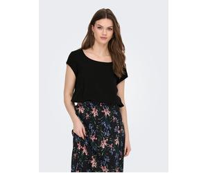 Blusenshirt ONLY "ONLNOVA LIFE VIS S/S TOP SOLID", Damen, Gr. 34, schwarz, Web, Obermaterial: 100% Viskose, unifarben, regular fit, Rundhals, Shirts Blusenshirt (97997116-34) schwarz