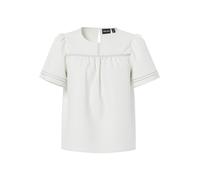 Blusenshirt PIECES "PCSIKKA SS TOP WVN NOOS BC", Damen, Gr. L, cloud dancer, Jersey, Obermaterial: 100% Baumwolle, unifarben, regular fit normal, Rundhals, Shirts Blusenshirt, mit Puffärmeln (48731107