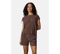 Blusenshirt RAGWEAR "Veriel Set YOUMODO", Damen, Gr. M (38), dunkelbraun, Material: 65% Polyester, 35% Viskose, weit hüftlang, Rundhals, weit, Shirts Blusenshirt, Set bestehend aus kurzer Hose und T-S