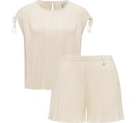 Blusenshirt RAGWEAR "Veriel Set YOUMODO", Damen, Gr. XS (34), ecru, Material: 65% Polyester, 35% Viskose, weit hüftlang, Rundhals, weit, Shirts Blusenshirt, Set bestehend aus kurzer Hose und T-Shirt (