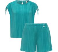 Blusenshirt RAGWEAR "Veriel Set YOUMODO", Damen, Gr. XS (34), petrol, Material: 65% Polyester, 35% Viskose, weit hüftlang, Rundhals, weit, Shirts Blusenshirt, Set bestehend aus kurzer Hose und T-Shirt