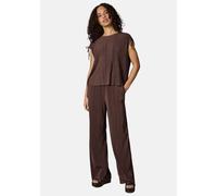 Blusenshirt RAGWEAR "Verllen Set YOUMODO", Damen, Gr. L (40), dunkelbraun, Material: 65% Polyester, 35% Viskose, Basic, weit lang, Rundhals, weit Rollsaum, Shirts Blusenshirt, Set aus langer Hose und