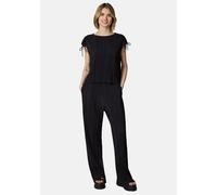Blusenshirt RAGWEAR "Verllen Set YOUMODO", Damen, Gr. L (40), schwarz, Material: 65% Polyester, 35% Viskose, Basic, weit lang, Rundhals, weit Rollsaum, Shirts Blusenshirt, Set aus langer Hose und T-Sh