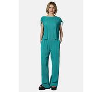 Blusenshirt RAGWEAR "Verllen Set YOUMODO", Damen, Gr. XL (42), dunkelpetrol, Material: 65% Polyester, 35% Viskose, Basic, weit lang, Rundhals, weit Rollsaum, Shirts Blusenshirt, Set aus langer Hose un