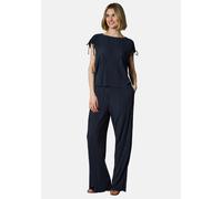 Blusenshirt RAGWEAR "Verllen Set YOUMODO", Damen, Gr. XS (34), navy, Material: 65% Polyester, 35% Viskose, Basic, weit lang, Rundhals, weit Rollsaum, Shirts Blusenshirt, Set aus langer Hose und T-Shir