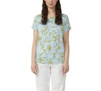 Blusenshirt S.OLIVER, Damen, Gr. 38, sky blau aop, Web, Obermaterial: 95% Viskose, 5% Elasthan, bedruckt, geblümt, normal hüftbedeckend, Rundhals, Shirts Blusenshirt, Sommershirt mit floralem Muster (