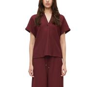 Blusenshirt S.OLIVER, Damen, Gr. 42, rot (schwarz pomegranat), Web, Obermaterial: 98% Polyester, 2% Elasthan, unifarben, normal hüftbedeckend, Rundhals, abgesteppte Kante, Shirts Blusenshirt, Kurzarm