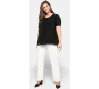 Blusenshirt SHEEGO "Blusenshirt", Damen, Gr. 40, schwarz, 95% Viskose, 5% Elasthan, Chiffon:100% Polyester, unifarben, Rundhals, Shirts Blusenshirt (89254317-40) schwarz