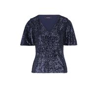Kurzarmshirt VERA MONT "Vera Mont Blusenshirt kurzarm", Damen, Gr. 40, blau (night sky), Obermaterial: 93% Polyester, 7% Elasthan. Futter: 92% Polyamid, 8% Elasthan., festlich, figurbetont normal, V-A