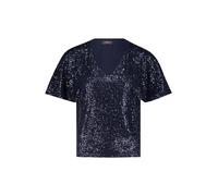 Kurzarmshirt VERA MONT "Vera Mont Blusenshirt kurzarm", Damen, Gr. 44, blau (night sky), Obermaterial: 93% Polyester, 7% Elasthan. Futter: 92% Polyamid, 8% Elasthan., festlich, figurbetont normal, V-A