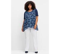 Sheego Blusenshirt in Lagenoptik 48 marine-gemustert