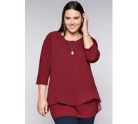 Blusenshirt SHEEGO "Große Größen" Gr. 52/54, rot (rubinrot) Damen Shirts (56275154-52) rubinrot