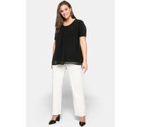 Blusenshirt SHEEGO "Blusenshirt", Damen, Gr. 54, schwarz, 95% Viskose, 5% Elasthan, Chiffon:100% Polyester, unifarben, Rundhals, Shirts Blusenshirt (89254317-54) schwarz