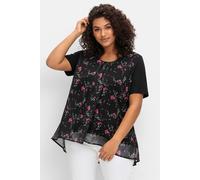 Sheego Blusenshirt in Lagenoptik 58 schwarz-gemustert