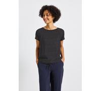 Blusenshirt STREET ONE, Damen, Gr. 36, blau (deepwater blau), Stoff, Vorderseite: 84% Viskose, 16% Polyamid; Rückseite: 95% Viskose, 5% Elasthan, unifarben, normal normal, U-Boot-Ausschnitt, abgestepp