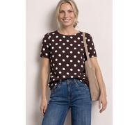 Blusenshirt STREET ONE, Damen, Gr. 36, espresso braun, Stoff, 100% Viskose, gepflegt, normal normal, Rundhals, abgesteppt, Shirts Blusenshirt, aus softer Viskose (38327440-36) espresso braun