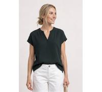Blusenshirt STREET ONE, Damen, Gr. 36, pine grove grün, Web, 100% Baumwolle, unifarben, normal normal, Rundhals, abgesteppt, Shirts Blusenshirt, aus reiner Baumwolle (61398712-36) pine grove grün