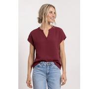Blusenshirt STREET ONE, Damen, Gr. 40, truffle rot, Web, 100% Baumwolle, unifarben, normal normal, Rundhals, abgesteppt, Shirts Blusenshirt, aus reiner Baumwolle (66064551-40) truffle rot