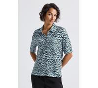 Blusenshirt STREET ONE, Damen, Gr. 42, arona blau, Web, 50% Baumwolle, 50% Modal, gemustert, normal normal, V-Ausschnitt, abgesteppt, Shirts Blusenshirt, mit grafischem Muster (26381651-42) arona blau