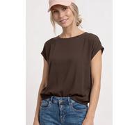 Blusenshirt STREET ONE, Damen, Gr. 42, espresso braun, Stoff, 100% Viskose, unifarben, normal normal, Rundhals, Bündchen, Shirts Blusenshirt, aus softer Viskose (49225729-42) espresso braun