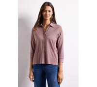 Blusenshirt STREET ONE, Damen, Gr. 42, rosa (warm blush), Web, 50% Baumwolle, 50% Modal, kariert, normal normal, V-Ausschnitt, abgesteppt, Shirts Blusenshirt, Jersey, Topseller (40046004-42) warm blus