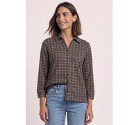 Blusenshirt STREET ONE, Damen, Gr. 42, silk braun, Web, 50% Baumwolle, 50% Modal, kariert, normal normal, V-Ausschnitt, abgesteppt, Shirts Blusenshirt, Jersey (11645711-42) silk braun