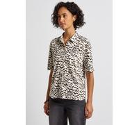 Blusenshirt STREET ONE, Damen, Gr. 44, morning beige, Web, 50% Baumwolle, 50% Modal, gemustert, normal normal, V-Ausschnitt, abgesteppt, Shirts, mit grafischem Muster (18372748-44) morning beige