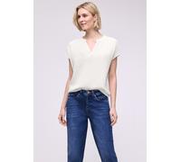 Blusenshirt STREET ONE, Damen, Gr. 44, sanftes weiß, Web, 100% Baumwolle, unifarben, normal normal, Rundhals, abgesteppt, Shirts Blusenshirt, aus reiner Baumwolle (38180762-44) sanftes weiß