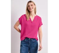 Blusenshirt STREET ONE, Damen, Gr. 46, magenta dream, Web, 100% Baumwolle, unifarben, normal normal, Rundhals, abgesteppt, Shirts Blusenshirt, aus reiner Baumwolle (25832360-46) magenta dream