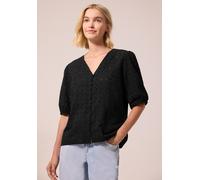 Blusenshirt STREET ONE STUDIO, Damen, Gr. 38, schwarz, Web, Vorderseite: 93% Baumwolle, 7% Polyester. Ärmel: 93% Baumwolle, 7% Polyester. Rückseite: 48% Baumwolle, 48% Modal, 4% Elasthan, gemustert, c