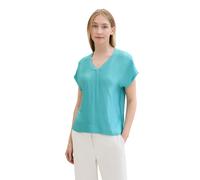 Blusenshirt TOM TAILOR, Damen, Gr. XS (34), blau (meadow teal), Single Jersey, Obermaterial: 100% Viskose, unifarben, loose fit normal, V-Ausschnitt, Shirts Blusenshirt, mit V-Ausschnitt (66065047-XS)
