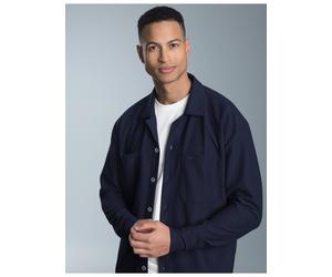 Blusenshirt TRIGEMA "TRIGEMA Hemdjacke/Overshirt", Herren, Gr. L, blau (navy), Sweatware, 55% Polyester, 45% Baumwolle, Basic, ohne Ausschnitt, Shirts Blusenshirt (43098818-L) navy