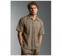 Blusenshirt TRIGEMA "TRIGEMA Polohemd in Waffel-Optik", Herren, Gr. L, taupe, Piqué, 100% Baumwolle, Basic, ohne Ausschnitt, Shirts Blusenshirt (74154017-L) taupe