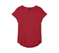 Blusenshirt VERO MODA "VMBELLA SS TOP WVN GA NOOS", Damen, Gr. L, rot (karanda rot), Web, Obermaterial: 97% Viskose, 3% Elasthan, unifarben, regular fit hüftbedeckend, Rundhals, Shirts Blusenshirt (65