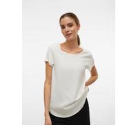 Blusenshirt VERO MODA "VMBELLA SS TOP WVN GA NOOS", Damen, Gr. XS, weiß (snow weiß), Web, Obermaterial: 97% Viskose, 3% Elasthan, unifarben, regular fit hüftbedeckend, Rundhals, Shirts Blusenshirt, Vi