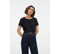 Blusenshirt VERO MODA "VMEASY JOY S/S TOP WVN GA", Damen, Gr. S, schwarz, Web, Obermaterial: 100% Viskose, unifarben, regular fit, Rundhals, Shirts Blusenshirt (47092641-S) schwarz