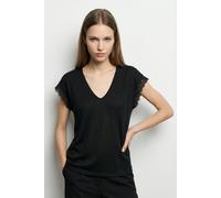Blusenshirt VERO MODA "VMIBILSA S/S V-NECK TOP JRS BTQ", Damen, Gr. L, schwarz, Jersey, Obermaterial: 64% Viskose, 36% Polyester, unifarben, regular fit, tiefer V-Ausschnitt, Shirts Blusenshirt, mit S