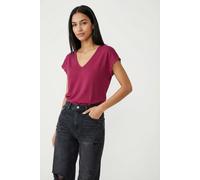 Blusenshirt VERO MODA "VMIBILSA S/S V-NECK TOP JRS BTQ", Damen, Gr. M, jazzy, Jersey, Obermaterial: 64% Viskose, 36% Polyester, unifarben, regular fit, tiefer V-Ausschnitt, Shirts Blusenshirt, mit Spi