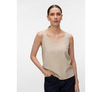 Blusenshirt VERO MODA "VMMYMILO S/L TOP WVN GA", Damen, Gr. L, silber lining, Jersey, Obermaterial: 55% Viskose, 45% Leinen, unifarben, regular fit kurz, tiefer Rundhals, Shirts Blusenshirt (83680739-