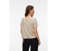 Blusenshirt VERO MODA "VMMYMILO SS O-NECK TOP WVN GA", Damen, Gr. L, silber lining, Web, Obermaterial: 55% Viskose, 45% Leinen, unifarben, regular fit normal, Rundhals, Shirts Blusenshirt, mit Leinen 