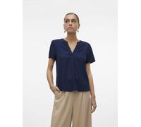 Blusenshirt VERO MODA "VMMYMILO SS V-NECK TOP WVN GA" Gr. S (36), blau (navy blazer) Damen Shirts (24051015-S) navy blazer