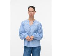 Blusenshirt VERO MODA "VMNIKA LS TOP WVN GA NOOS", Damen, Gr. XS, weiß (cashmere blau stripes:hellweiß), Web, Obermaterial: 100% Baumwolle, gestreift, Rundhals, Shirts Blusenshirt (92398523-XS)