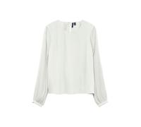 Blusenshirt VERO MODA "VMSIGNE LS PLISSE TOP WVN", Damen, Gr. XS, cloud dancer, Jersey, Obermaterial: 100% Polyester, unifarben, regular fit normal, Rundhals, Shirts Blusenshirt, mit Schlingenverschlu