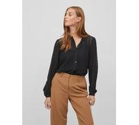 Blusenshirt VILA "VICHIKKA LACE L/S SHIRT- NOOS", Damen, Gr. L, schwarz, Jersey, Obermaterial: 95% Polyamid, 5% Elasthan, unifarben, hüftbedeckend, Rundhals, Shirts Blusenshirt, Topseller (97767964-L)