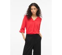 Blusenshirt VILA "VIJOSA 3/4 V-NECK TOP - NOOS", Damen, Gr. 34, hibiscus, Jersey, Obermaterial: 100% Polyester, unifarben, regular fit normal, V-Ausschnitt, Shirts Blusenshirt (79661858-34) hibiscus