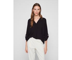 Blusenshirt VILA "VIJOSA 3/4 V-NECK TOP - NOOS", Damen, Gr. 34, schwarz (schwarz beauty), Jersey, Obermaterial: 100% Polyester, unifarben, regular fit normal, V-Ausschnitt, Shirts Blusenshirt (1429040