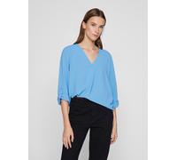 Blusenshirt VILA "VIJOSA 3/4 V-NECK TOP - NOOS", Damen, Gr. 36, blau (blissful blau), Jersey, Obermaterial: 100% Polyester, unifarben, regular fit normal, V-Ausschnitt, Shirts Blusenshirt (19207364-36
