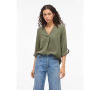 Blusenshirt VILA "VIJOSA 3/4 V-NECK TOP - NOOS", Damen, Gr. 36, olivine, Jersey, Obermaterial: 100% Polyester, unifarben, regular fit normal, V-Ausschnitt, Shirts Blusenshirt (55105615-36) olivine