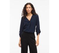 Blusenshirt VILA "VIJOSA 3/4 V-NECK TOP - NOOS", Damen, Gr. 38, navy blazer, Jersey, Obermaterial: 100% Polyester, unifarben, regular fit normal, V-Ausschnitt, Shirts Blusenshirt (17656261-38)