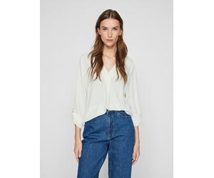 Blusenshirt VILA "VIJOSA 3/4 V-NECK TOP - NOOS", Damen, Gr. 40, weiß (snow weiß), Jersey, Obermaterial: 100% Polyester, unifarben, regular fit normal, V-Ausschnitt, Shirts Blusenshirt (58271946-40) sn